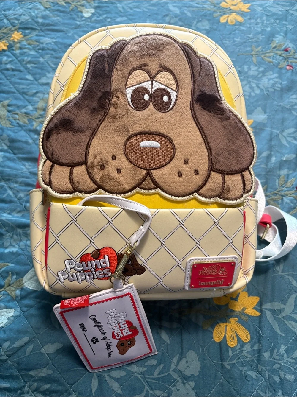 Loungefly Pound Puppies Yellow Quilted Plush Dog Mini Backpack